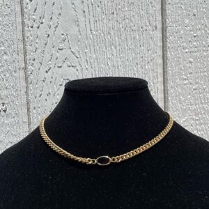 gold chain necklace black accent stone